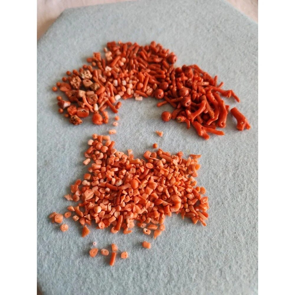 Natural Red Coral Bead Lot 66g Mixed Branch Chip Round Drilled Jewelry Making